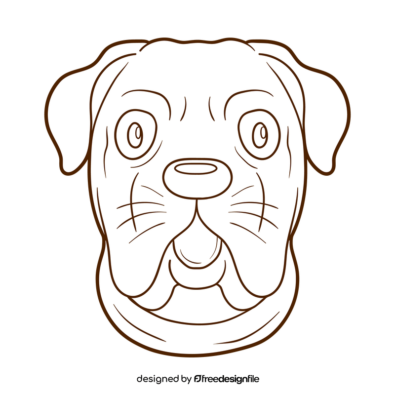 Dog face black and white clipart