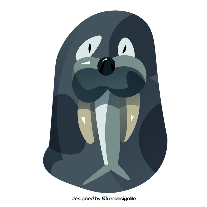 Walrus eating fish clipart