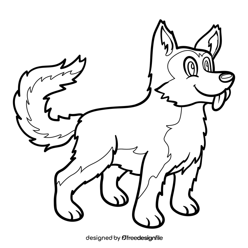 Husky black and white clipart