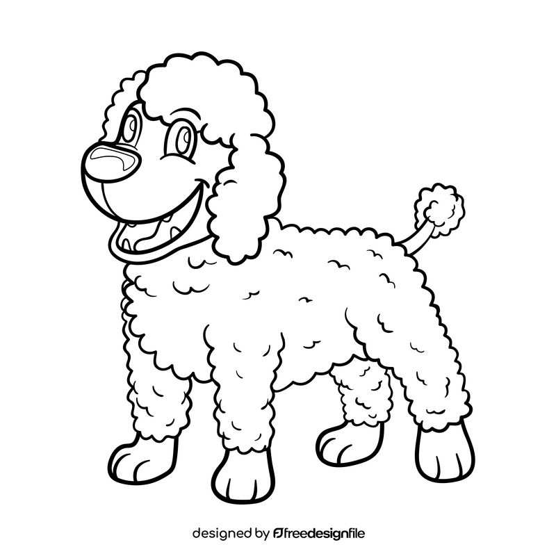 Poodle black and white clipart
