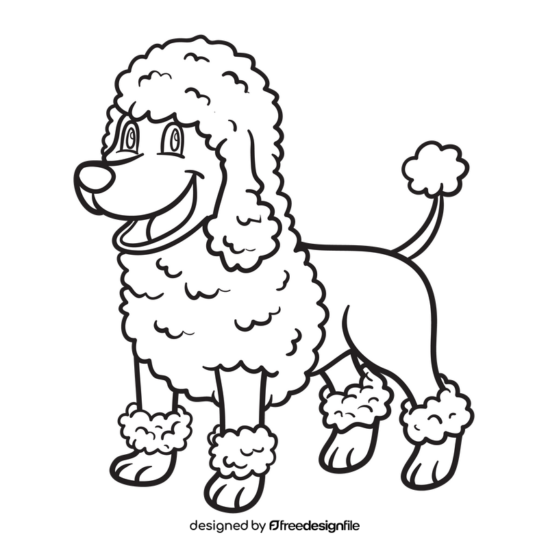 Pink Poodle black and white clipart