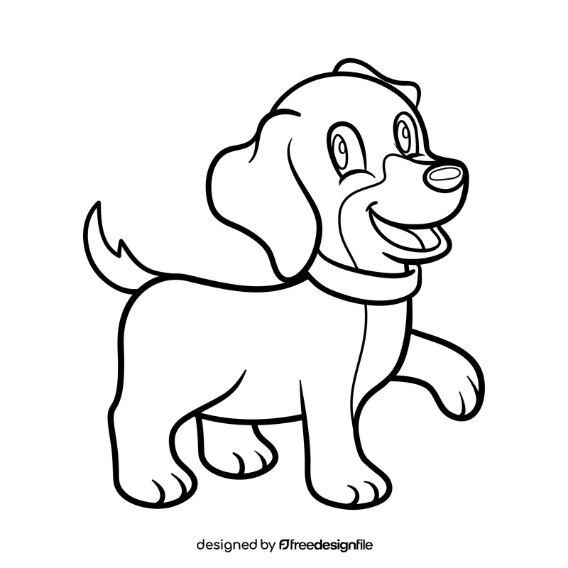 Puppy black and white clipart