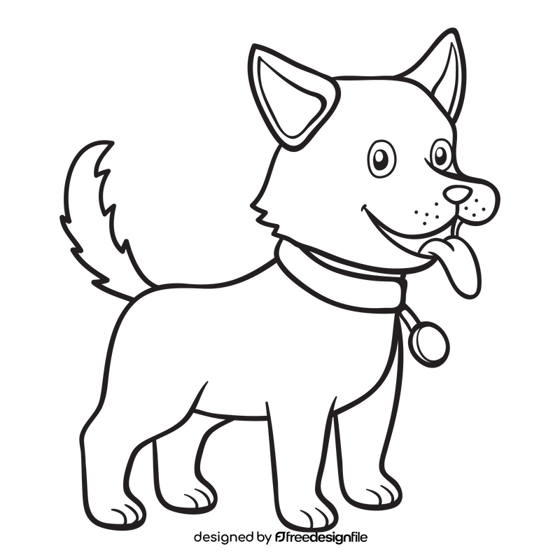 Cute dog black and white clipart