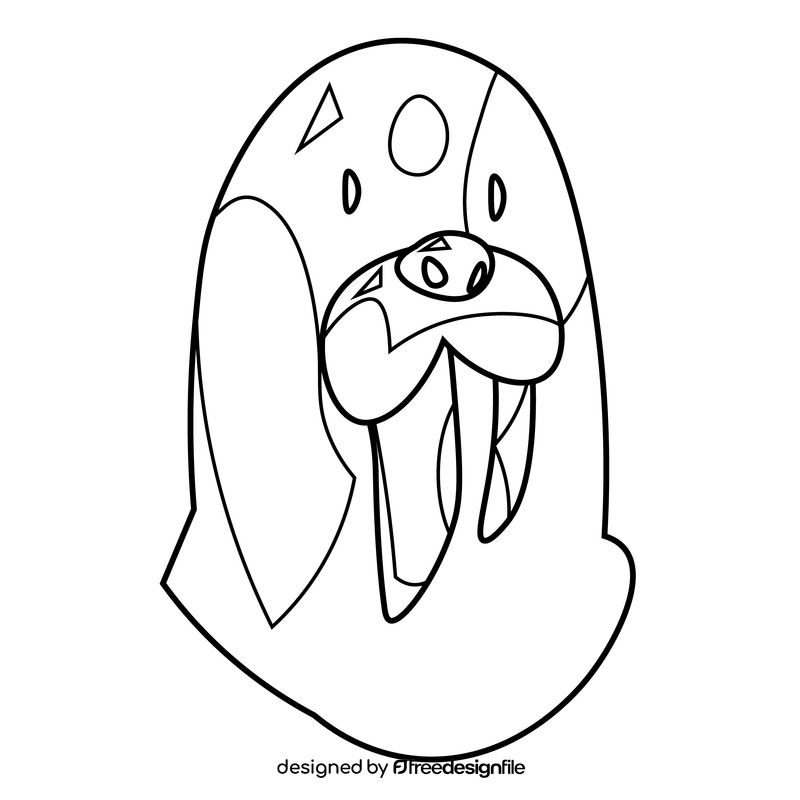 Walrus head drawing black and white clipart