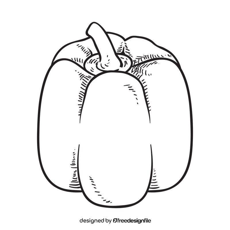 Red bell pepper black and white clipart