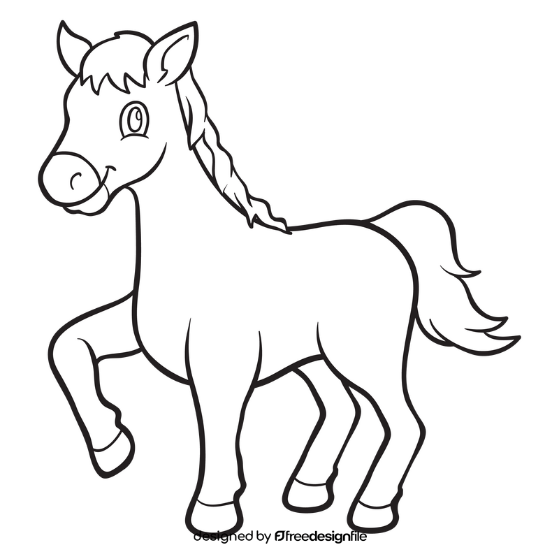 Horse black and white clipart