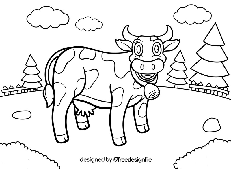 Cow black and white vector
