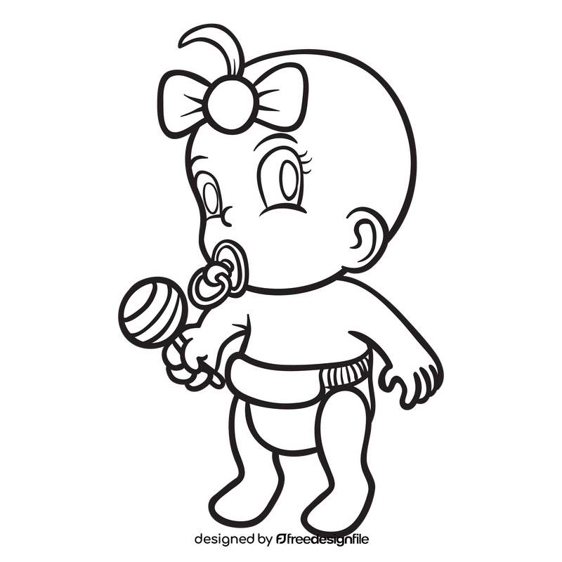 Baby black and white clipart