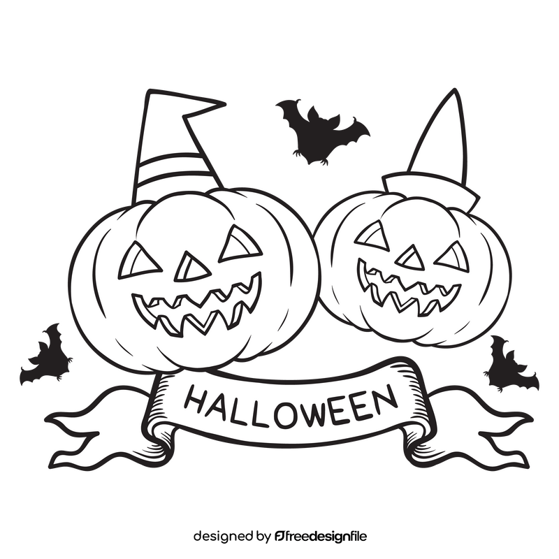 Halloween pumpkin black and white clipart