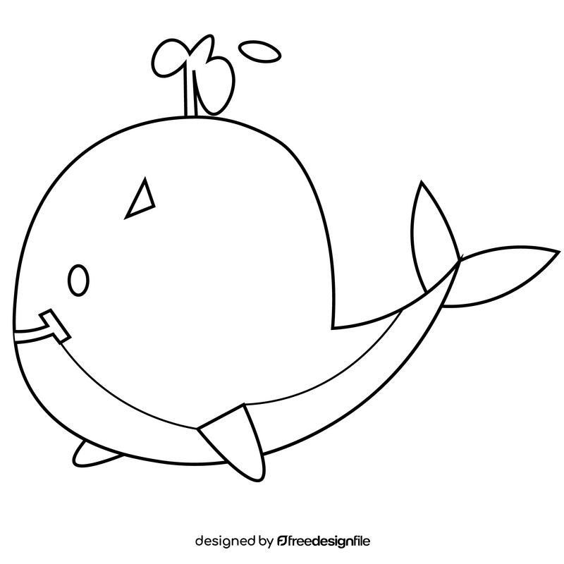 Whale black and white clipart