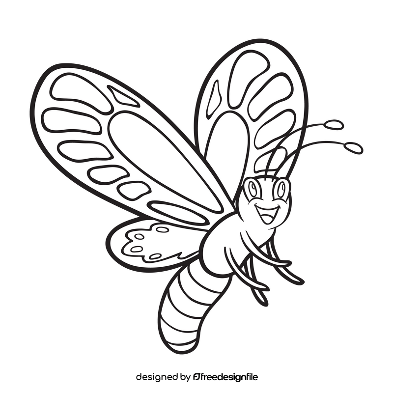 Butterfly black and white clipart