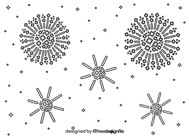 Fireworks black and white vector