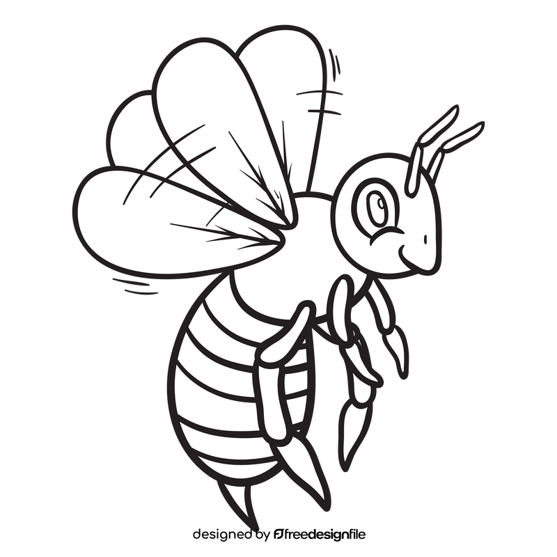 Bee black and white clipart