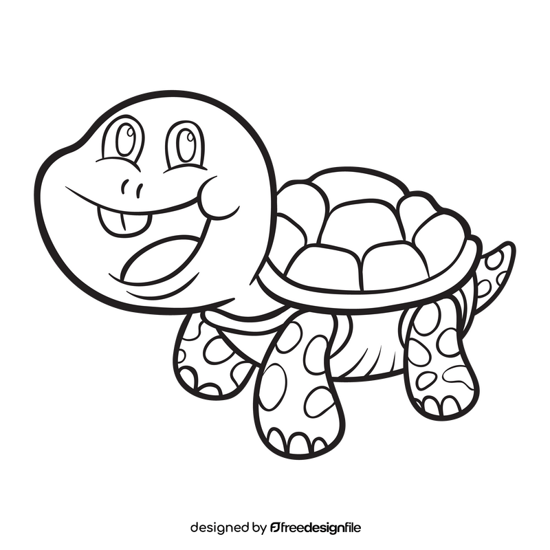 Turtle cartoon black and white clipart