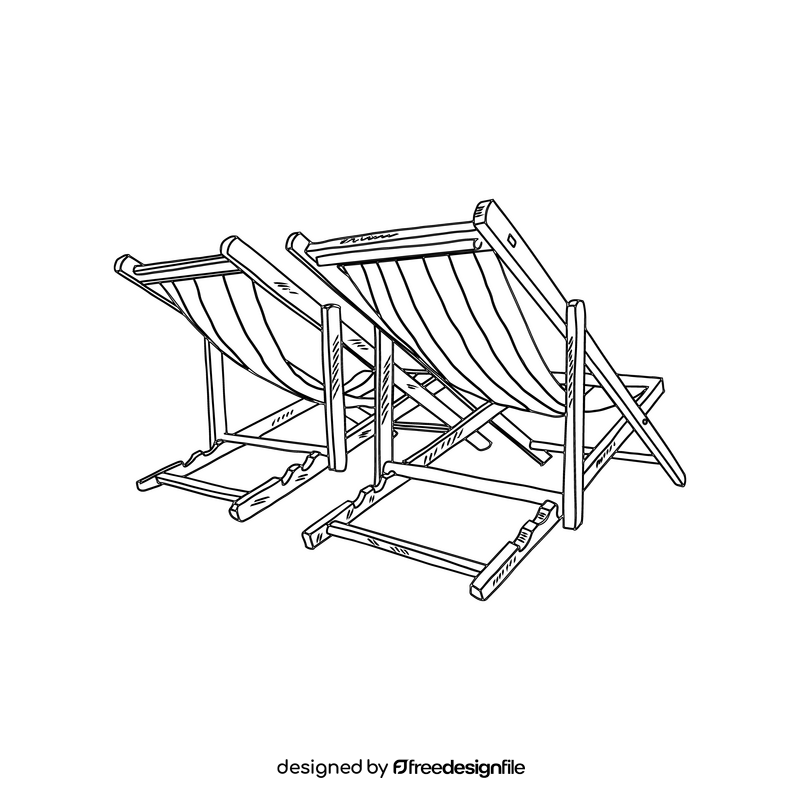 Deck Chair black and white clipart