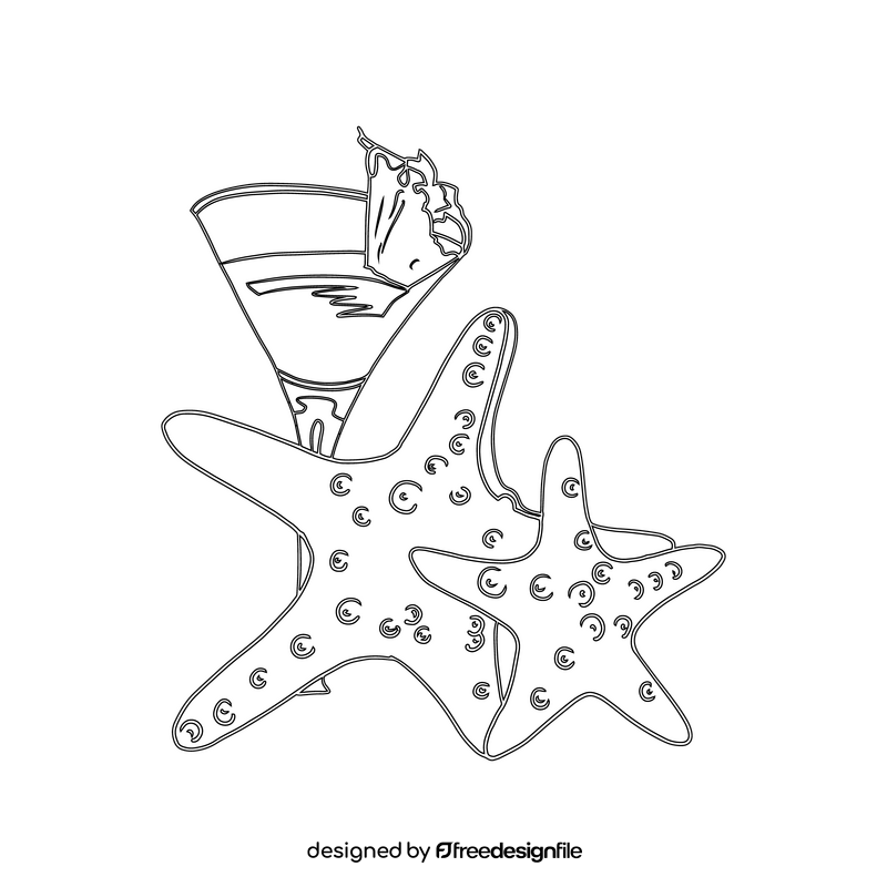 Beach Cocktail black and white clipart