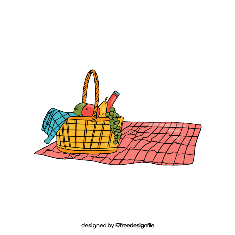 Beach Wicker Basket with Fruits clipart
