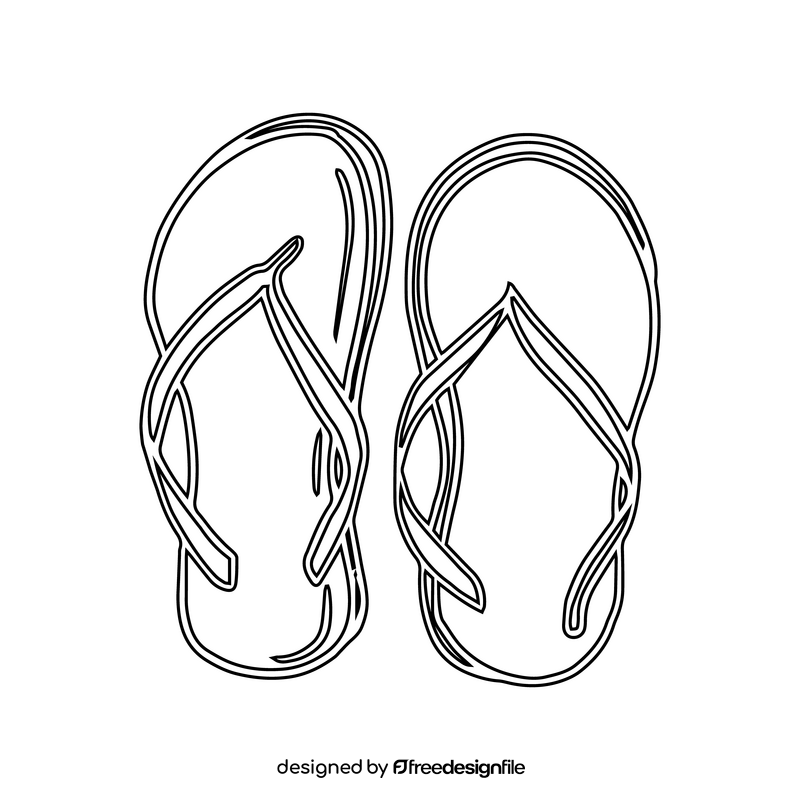 Beach sandals, Flip Flops black and white clipart