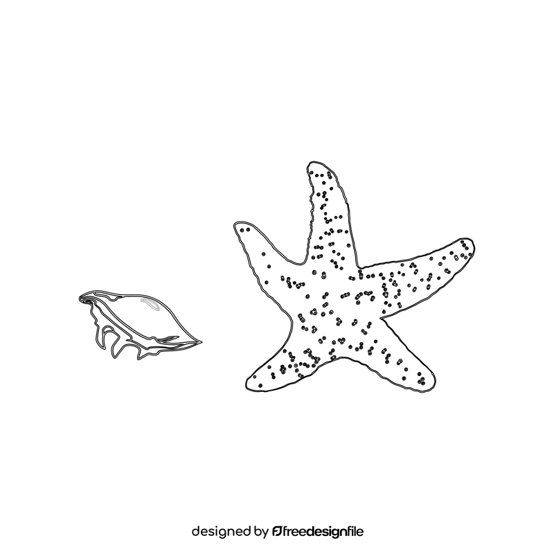 Beach Starfish black and white clipart