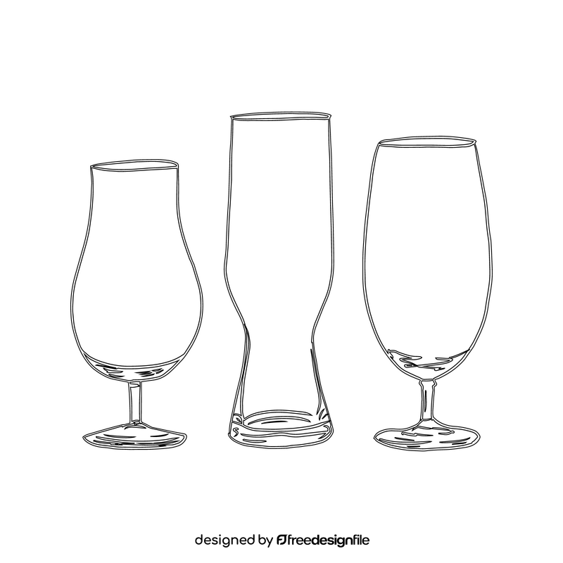 Beer Glass Set black and white clipart