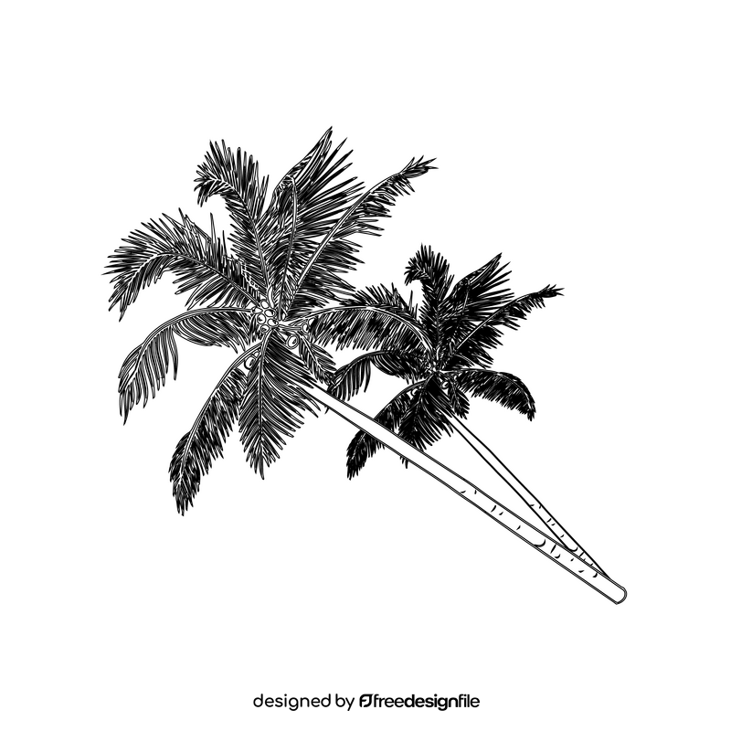 Palm Trees black and white clipart