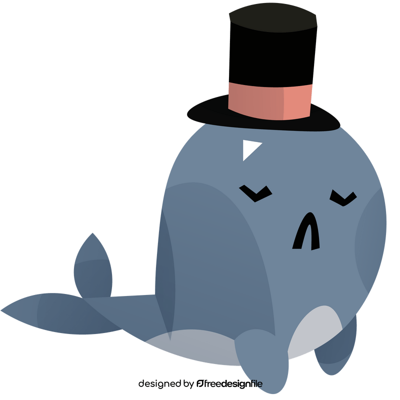 Cartoon whale with hat clipart