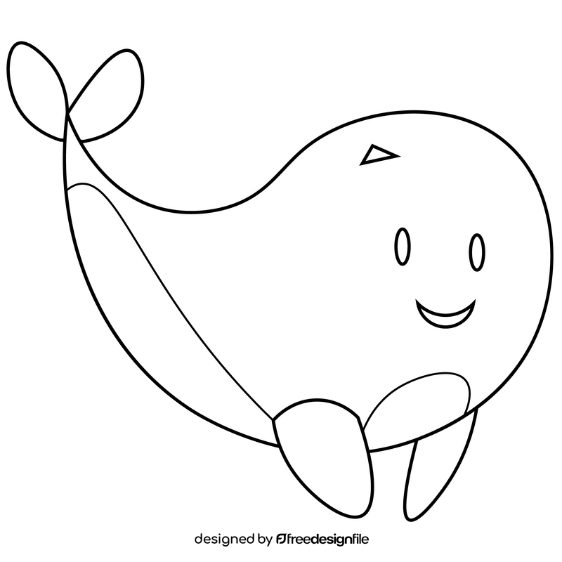 Whale happy drawing black and white clipart