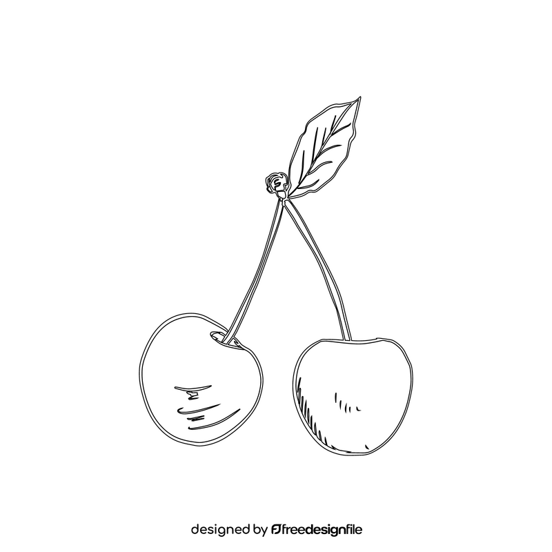 Cherry black and white clipart