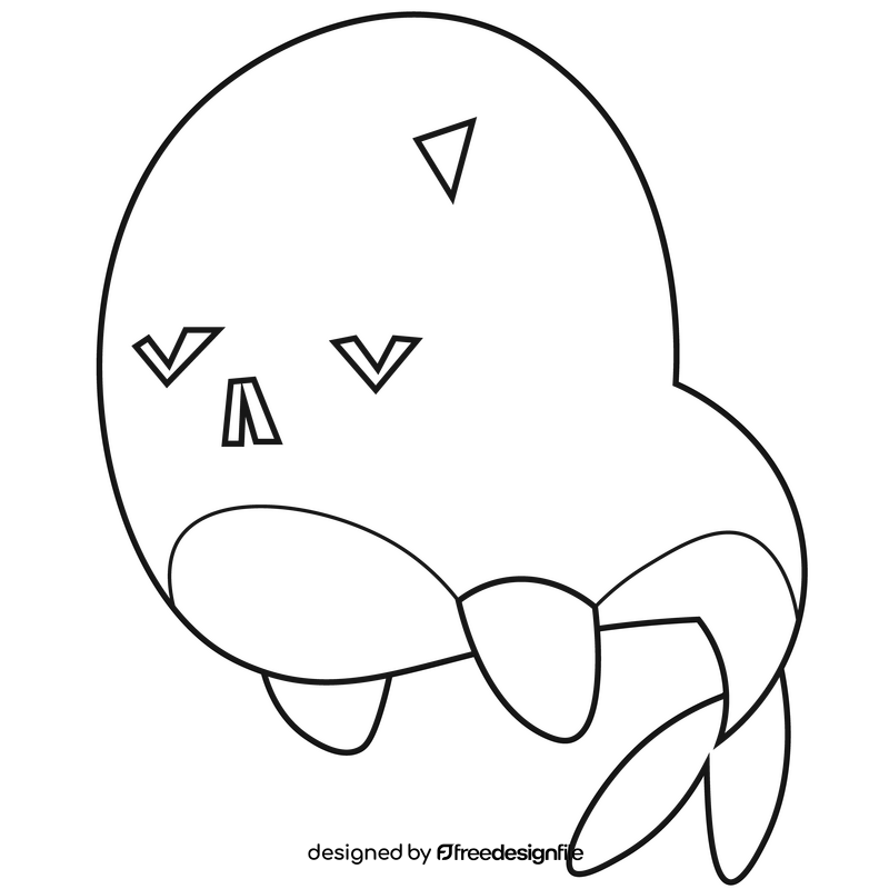 Whale sleeping black and white clipart
