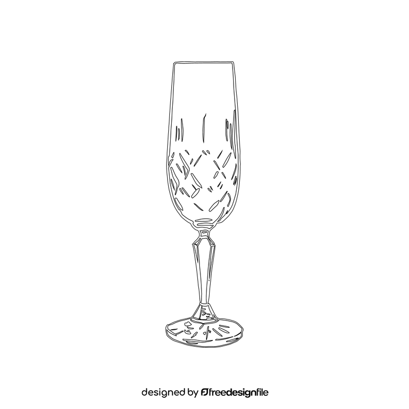 Crystal Champagne Flute Glass black and white clipart