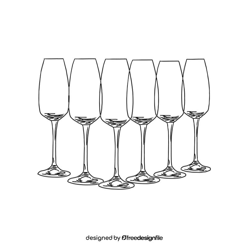 Champagne Flute Glass black and white clipart