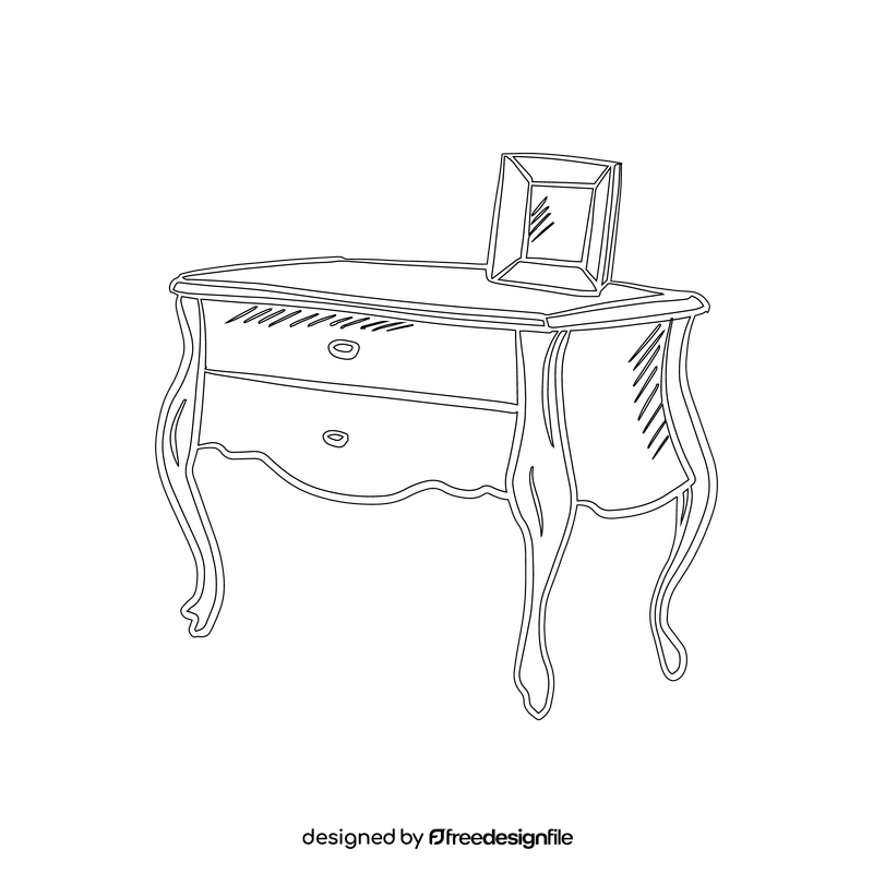Classic Chest of Drawers black and white clipart