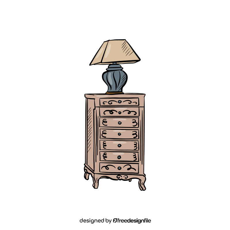 Lamp on a Chest of Drawers clipart