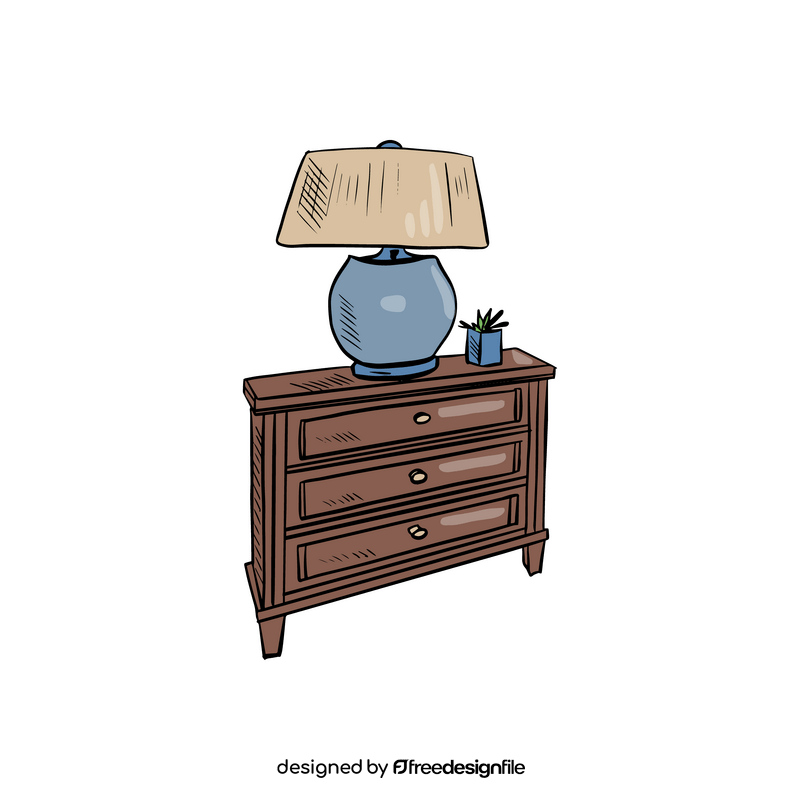 Chest of Drawers with Lamp clipart