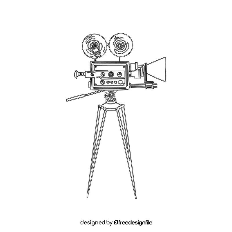 Movie Camera black and white clipart