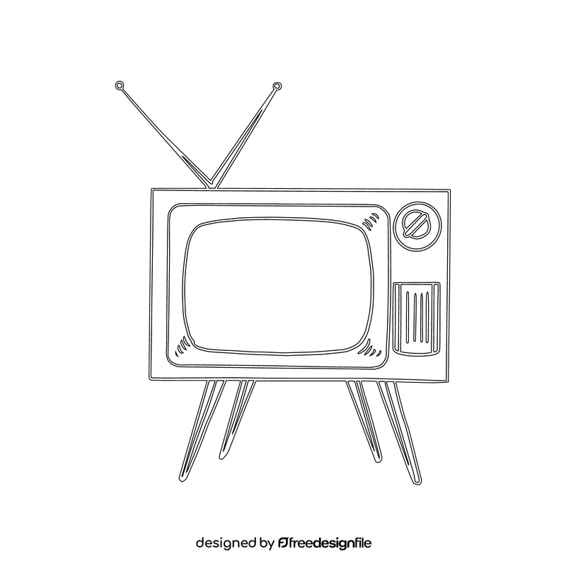 TV black and white clipart