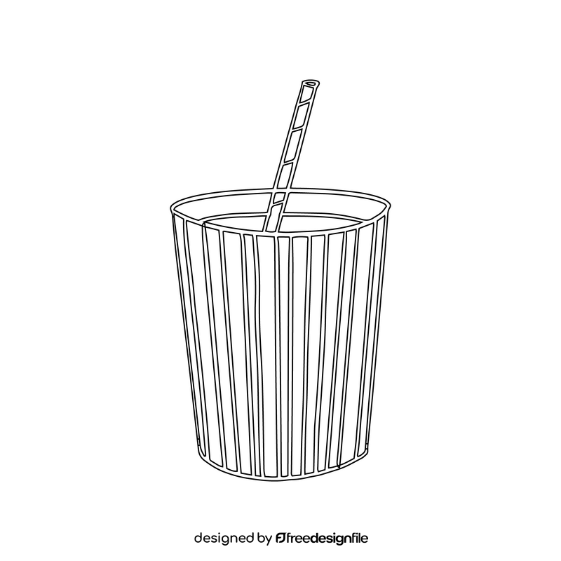 Cinema Cola Cup With Stripes And Straw black and white clipart