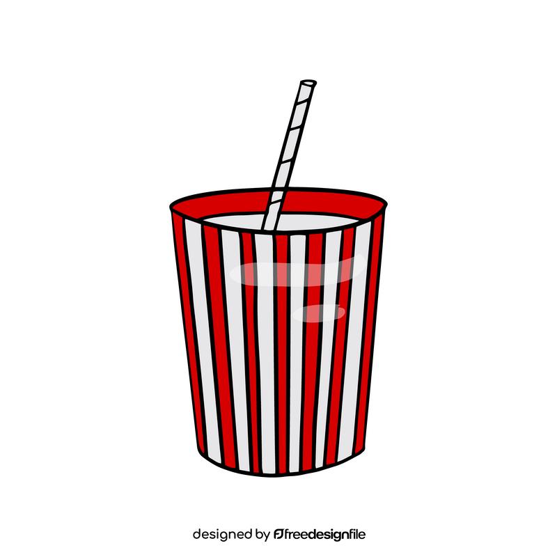Cinema Cola Cup With Stripes and Straw clipart
