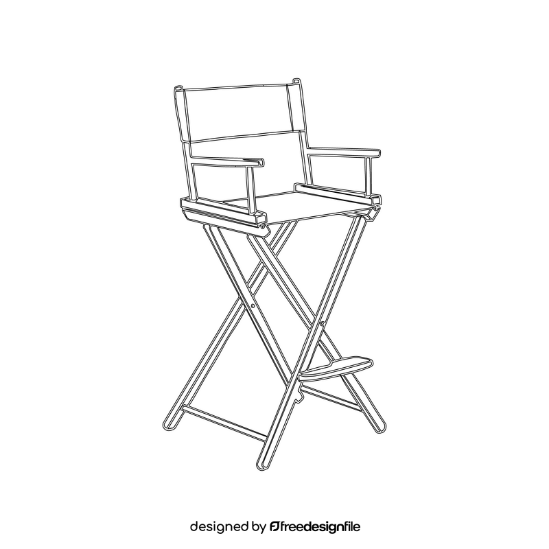 Cinema Director Chair black and white clipart