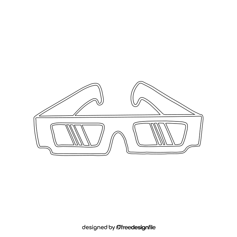 Cinema 3d Glasses black and white clipart