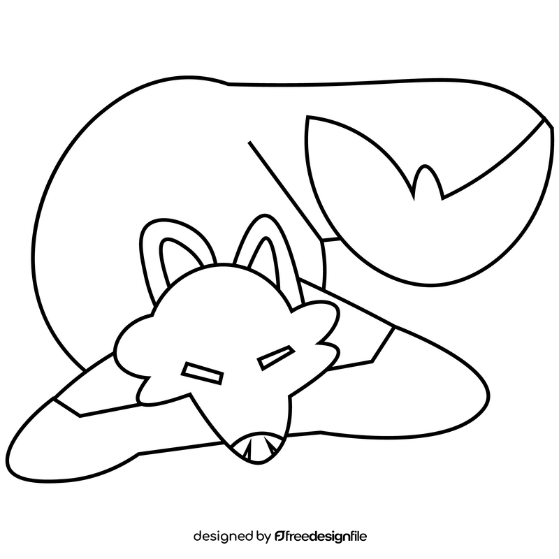 Wolf lying black and white clipart