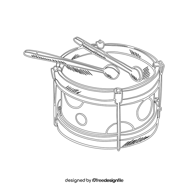 Drum Toy with Sticks black and white clipart