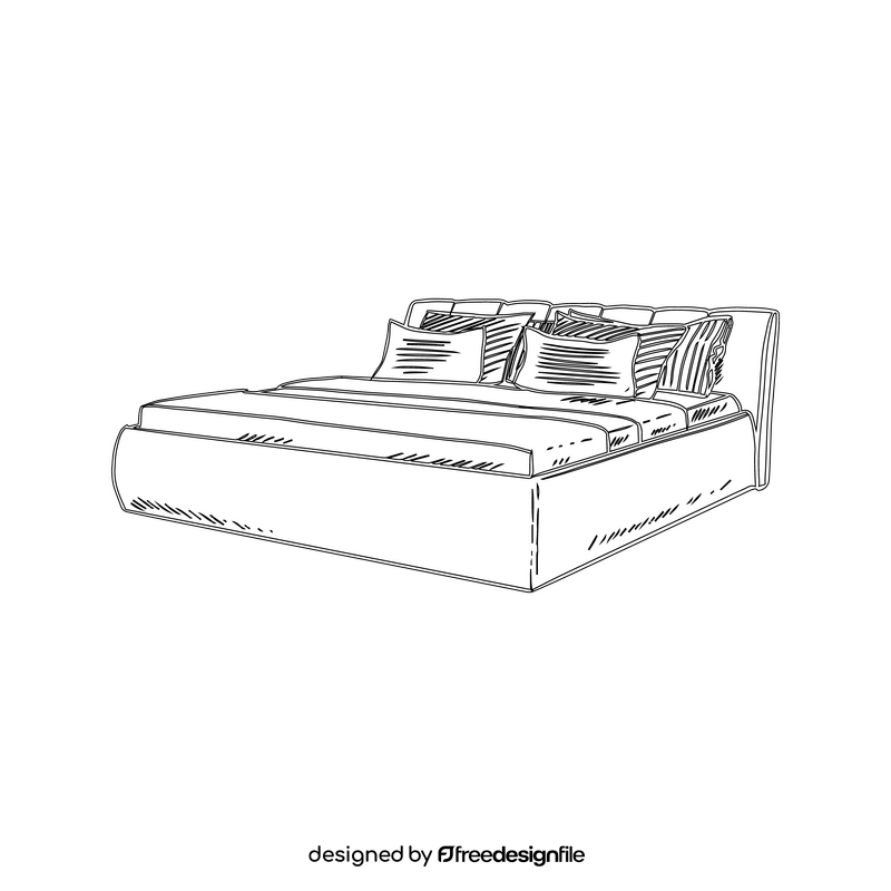 Double Bed black and white clipart