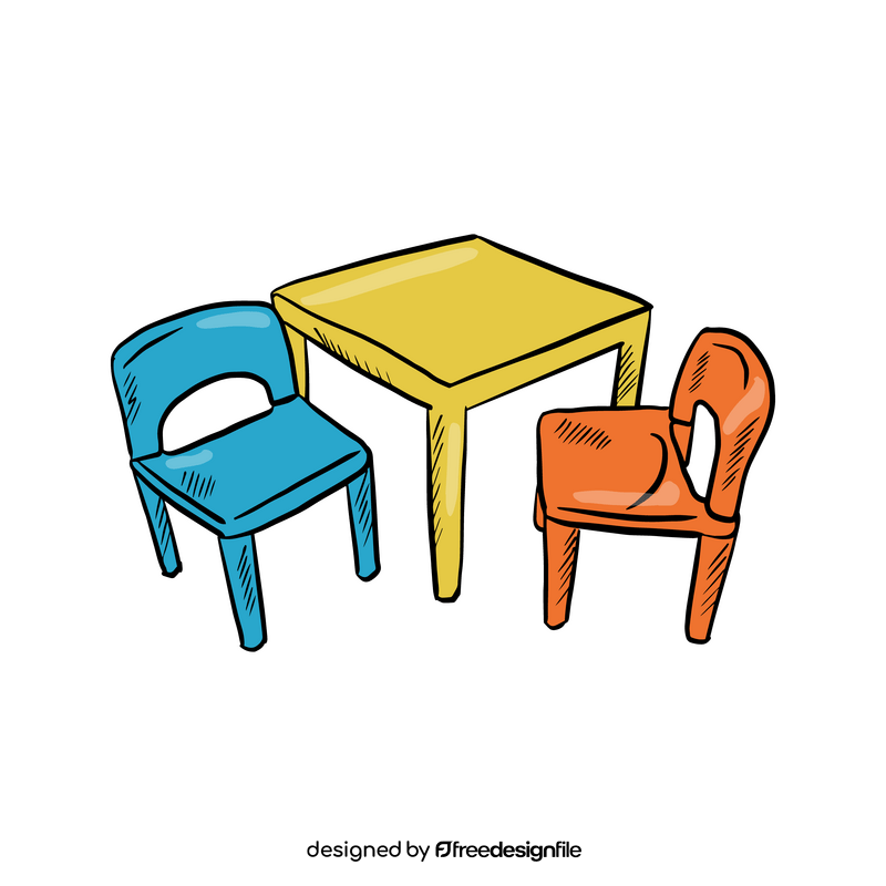 Mini Table and Chairs Furniture Set for Children clipart