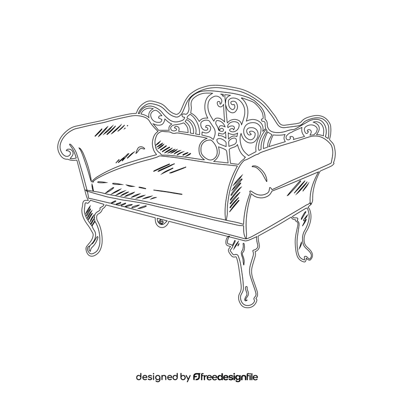 Vintage Couch black and white clipart