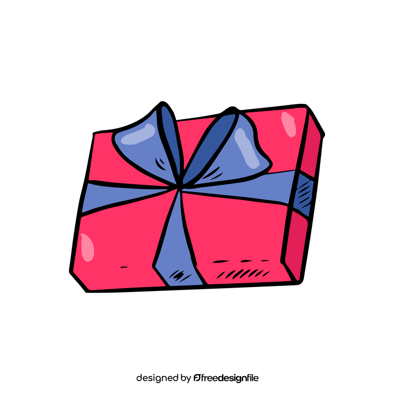 Red Gift Box with Blue Bow clipart