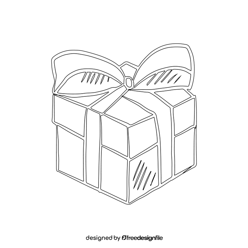 Gift Box with Bow black and white clipart free download