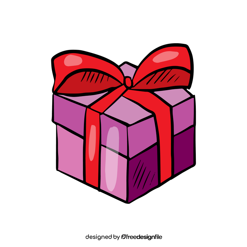 Purple Gift Box with Red Bow clipart