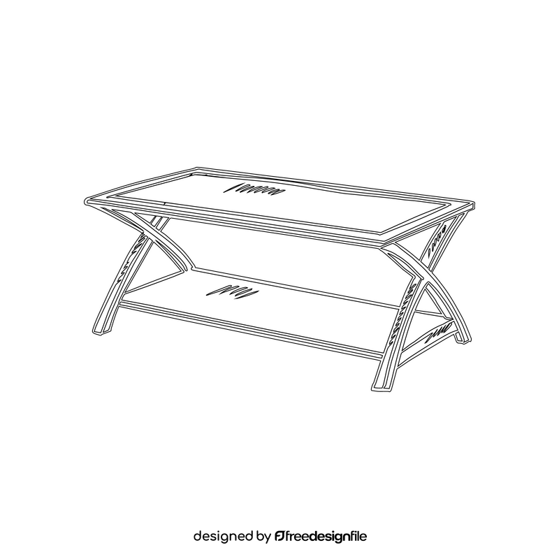 Glass Top Coffee Table black and white clipart