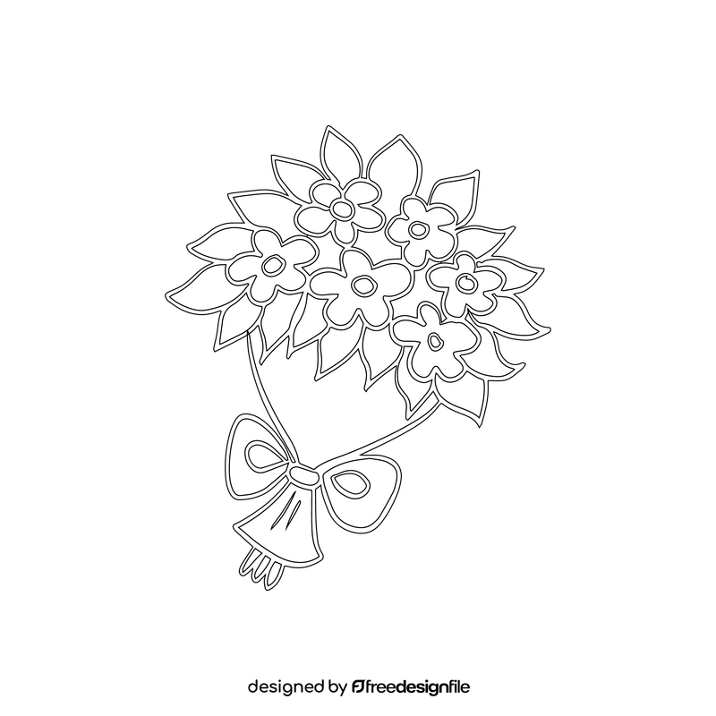 Bouquet of Flowers black and white clipart